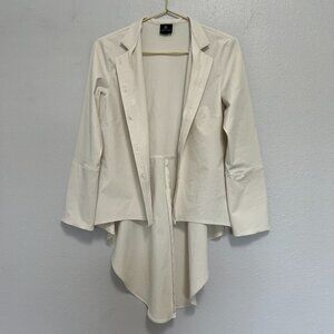 SNIDER High-Low Ivory Long Sleeve Blouse